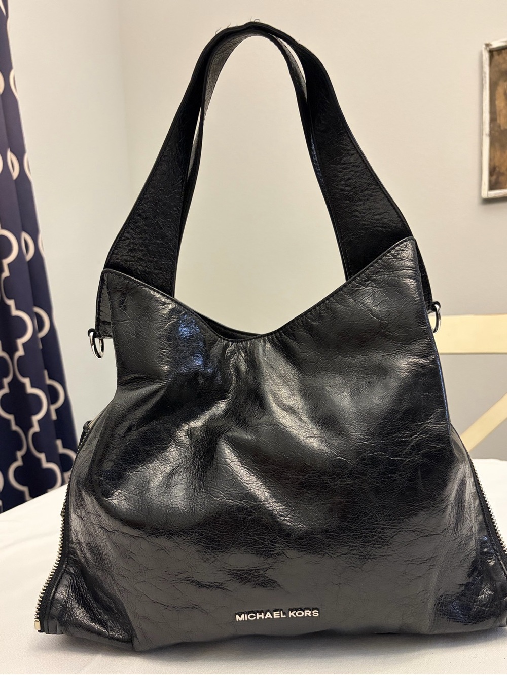 Michael Kors Devon Black Leather Hobo Shoulder Bag